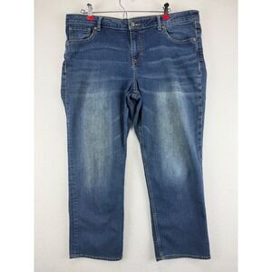 Apt 9 Womens Capri Jeans Medium Wash Embellished Back Pocket Blue Denim Size 16